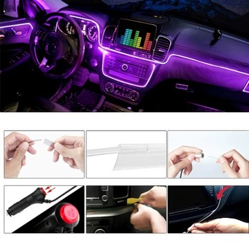 8M EL WIRE ВОЛОКОННО-ОПТИЧЕСКИЙ ОКРУЖАЮЩИЙ СВЕТОДИОД RGB SMART APP