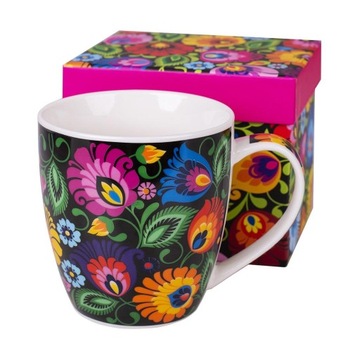 KUBEK STEFANIA W PUDEŁKU 390ML - ŁOWICKA CZARNA
