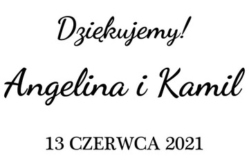 naklejka Podziękowania Twoje imiona i data 45x25cm