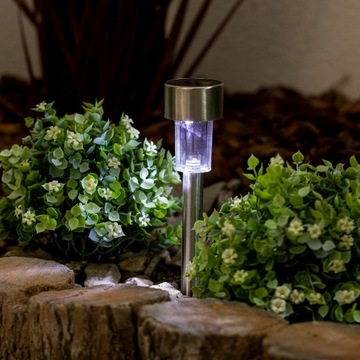 10x СВЕТОДИОДНАЯ СОЛНЕЧНАЯ САДОВАЯ ЛАМПА INOX, ПРИБОРНАЯ, ШИПОВОЙ СТОЛБ