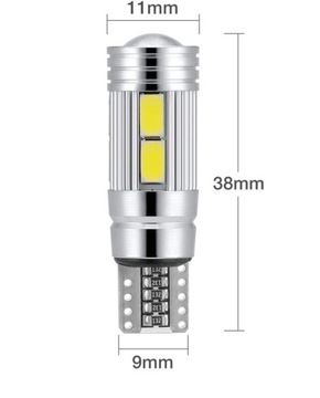 8 лампочек T10 10SMD, белая светодиодная линза W5W CANBUS