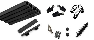 Тройной потолочный карниз из ПВХ черного цвета, потолочный карниз в форме лягушки, изготовленный по индивидуальному заказу.