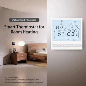 Inteligentny termostat Beok Tuya ścienny Wi-FiAlexa, Google TOL47WIFI-WPB