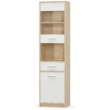 WITRYNA WYSOKA REGAŁ SŁUPEK 1D1W1S 50 CM ROSA DĄB SONOMA BIAŁA