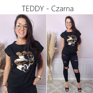 BLUZKA koszulka KOBIECA TSHIRT top MODNE WZORY, L