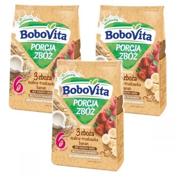 Bobovita Kaszka 3 zboża malina truskawka 3x210g