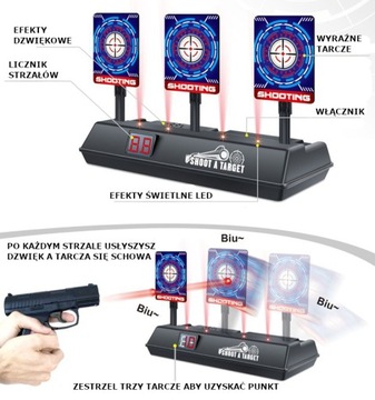 ЭЛЕКТРОННЫЙ ЩИТ NERF АВТОМАТИЧЕСКИЙ ИНТЕРАКТИВНЫЙ СВЕТОДИОДНЫЙ ЗВУК СТРЕЛЬБИНА