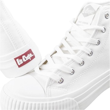 Trampki Damskie LEE Cooper białe Stylowe Wysokie sneakersy Buty 2132L 38