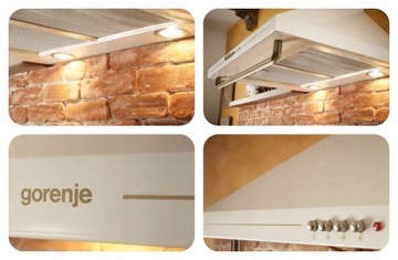 GORENJE РЕТРО Набор БЫТОВОЙ ТЕХНИКИ, кремовый встраиваемый духовой шкаф, индукционная вытяжка, холодильник