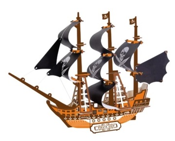 PUZZLE DREWNIANE 3D PIRACKI STATEK CZARNA PERŁA