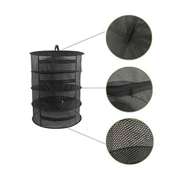 Подвесная сушилка для растений, 4 уровня, дышащая, черная, на молнии.