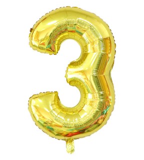 BALON FOLIOWY CYFERKA CYFRA 3 ZŁOTA GIGANT 80CM