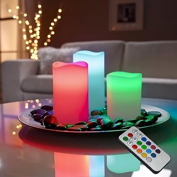 НАБОР ЦВЕТНЫХ ДИСТАНЦИОННЫХ СВЕЧЕЙ RGB LED