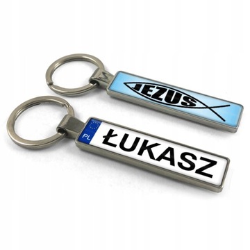 Prezent na Dzień Taty brelok do kluczy ryba chrześcijańska imię dwustronny