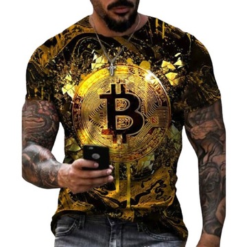 MĘSKA KOSZULKA T-SHIRT 3D KRYPTOWALUTA BITCOIN 2XL