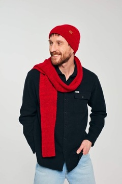 Zestaw prezentowy czapka zimowa z wełną merino Czerwona