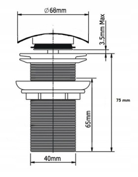 ПРОБКА CLICK-CLACK С ПЕРЕЛИВОМ, КВАДРАТНАЯ, ЛАТУНЬ