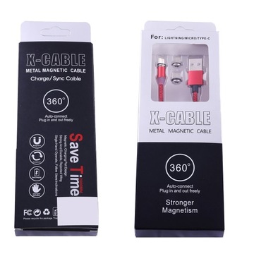 МАГНИТНЫЙ КАБЕЛЬ USB 3IN1 MICRO, TYPE-C, МОЛНИЯ