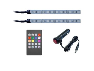 Oświetlenie WNĘTRZA auta RGB LED 2x12 LED music