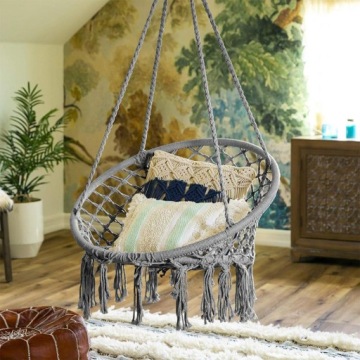 Подвесной стул Boho, садовые качели, гнездо аиста, серый