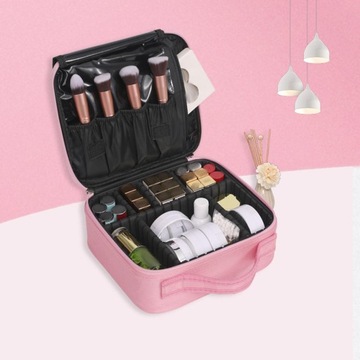 Дорожная косметичка с регулируемыми отделениями Розовая косметичка-поезд
