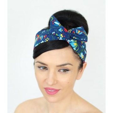 Opaska folk pinup kaszubska granatowa