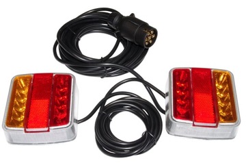Tylne lampy LED na magnes do przyczepy lawety wtyk 7-pin kabel 7,5m + 2,5m