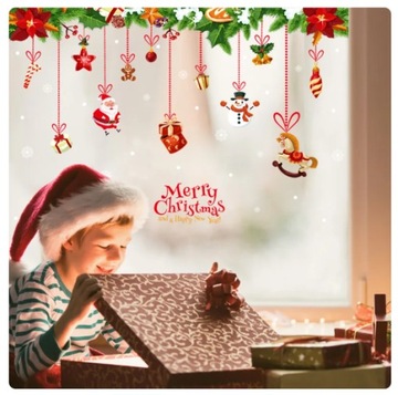 DEKORACJE OKIENNE NAKLEJKI NA OKNO ŚWIĄTECZNE KOLOROWE XXL 60x90cm