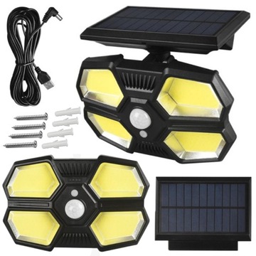 LAMPA SOLARNA 180LED CZUJNIK RUCHU ZMIERZCHU PILOT