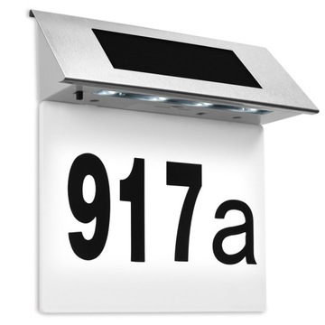 LAMPA SOLARNA Z NUMEREM DOMU STAL NIERDZEWNA BIAŁA