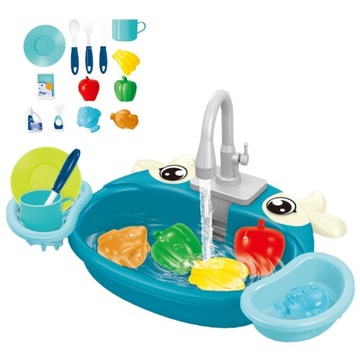 segolike Kitchen Sink Toys Play Dishes Blue Calf