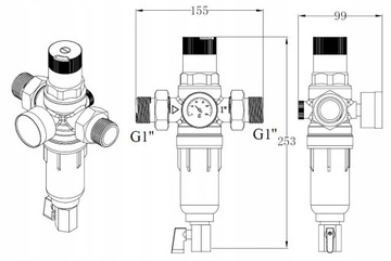 РЕДУКТОР ДАВЛЕНИЯ ВОДЫ 1 ДЮЙМ С СЕТОЧНЫМ ФИЛЬТРОМ