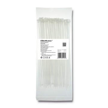 Qoltec Opaski zaciskowe/trytki 2.5*200mm Nylon66 UV Białe