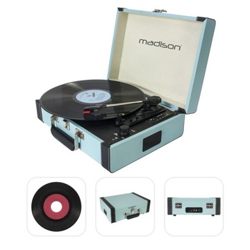 Gramofon z głośnikami w walizce BT USB SD Madison