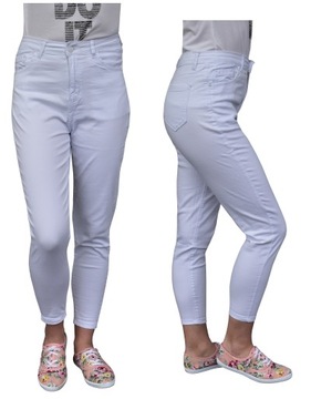 36,Jeansy damskie białe Mom Fit wysoki stan JM1104