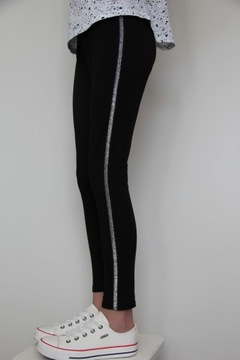 Legginsy Getry Czarne Srebrny Lampas 140