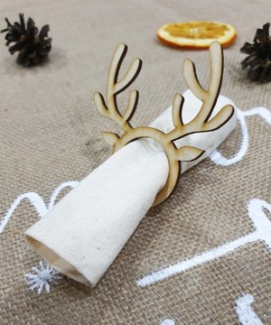 Obrączki Pierścienie serwetki Renifer drewno 6 szt