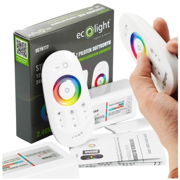 STEROWNIK LED RGB RF 18A 216W Z BIAŁYM PILOTEM DOTYKOWYM DO LEDÓW PIERŚCIEŃ