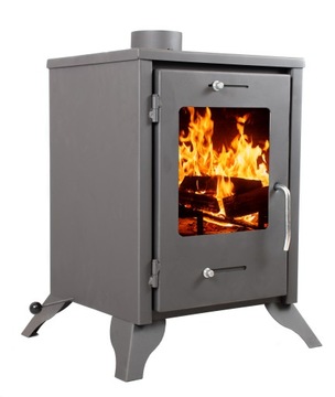 PIEC PIECYK KOMINEK ECO STALOWY ZEFIR KOZA Z SZYBĄ W14 7KW KOMINEK SZAMOT