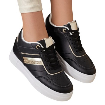 CZARNE SNEAKERSY NA KOTURNIE DAMSKIE AIS 39