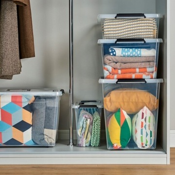 Пластиковый контейнер с крышкой на ролике Moxom Simplestore 80 л. Большой