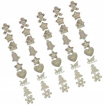45 sztuk Vintage Hollow Drewniane Elementy Ozdoby