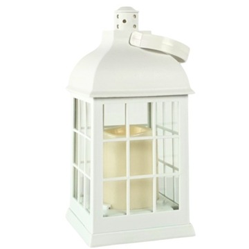 BIAŁA LATARENKA DEKORACYJNA ŚWIECA LED LAMPION DO DOMU OGRODU TARASU