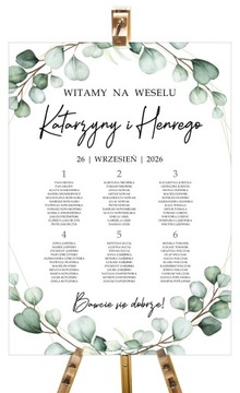 Plan stołów weselnych EUKALIPTUS plakat 50x70