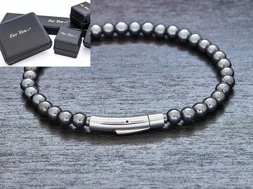 Bransoletka Hematyt 6mm+eleganckie zap / dł do wyb