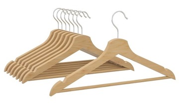 IKEA BUMERANG DREWNIANE WIESZAKI NA UBRANIA brązowe 8szt