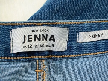 NEW LOOK JENNA Spodnie jeans wyszywane wzór dziury r. L 40