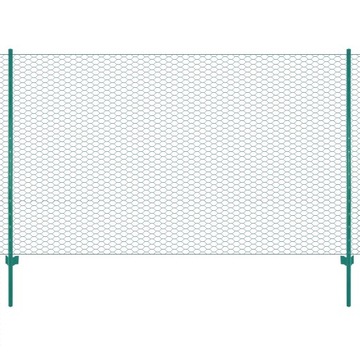 vidaXL Siatka ogrodzeniowa ze słupkami, stal, 25 x 1,5 m, zielony