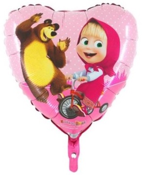 BALON FOLIOWY SERCE MASHA MASZA NA ROWERZE 45 CM