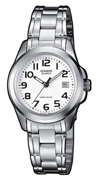 Zegarek damski srebrny na bransolecie CASIO czytelny z cyframi DATA